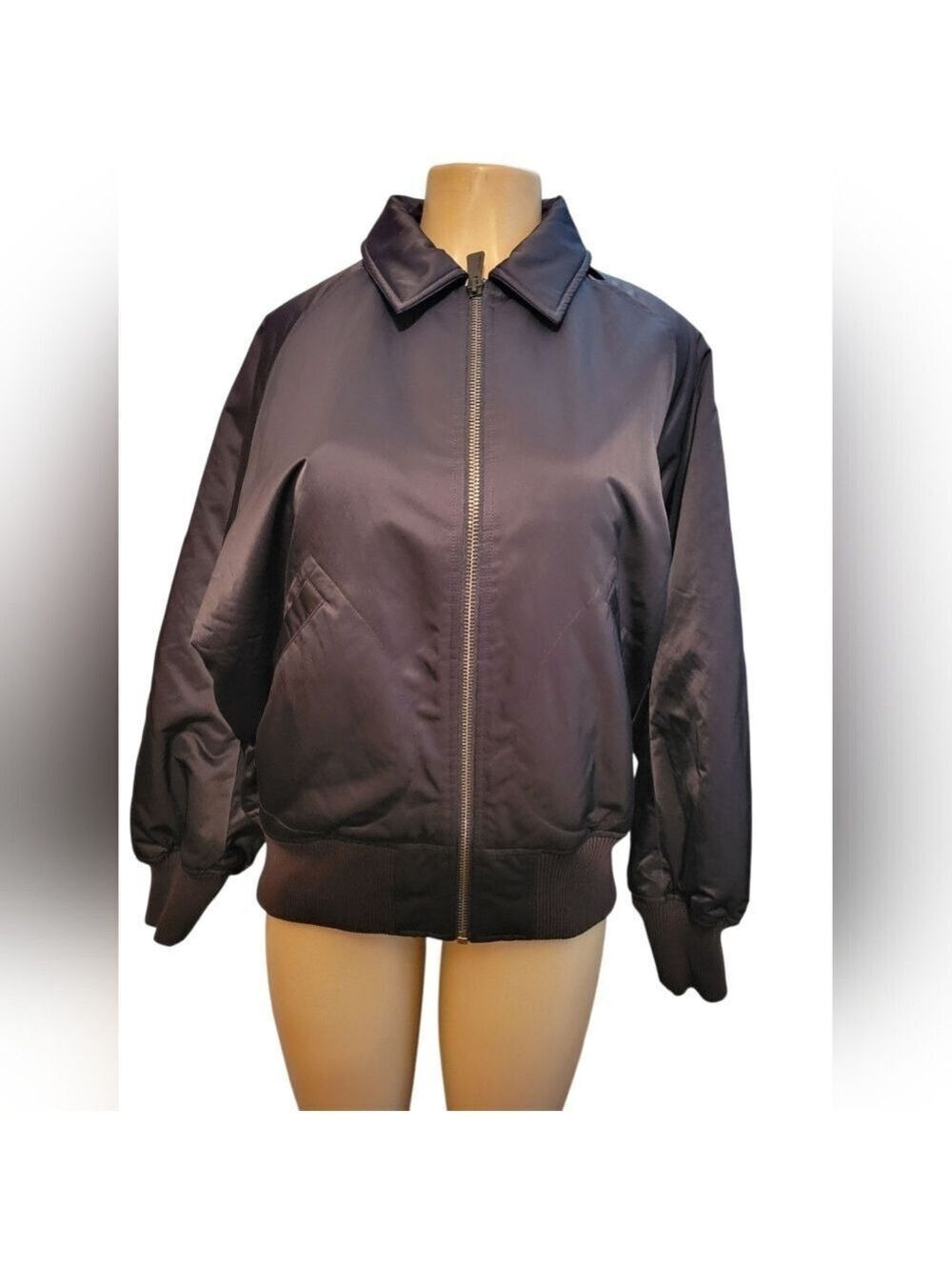 Calvin Klein Bomber Jacket Lightweight Zip Up Winter Goth Punk Small